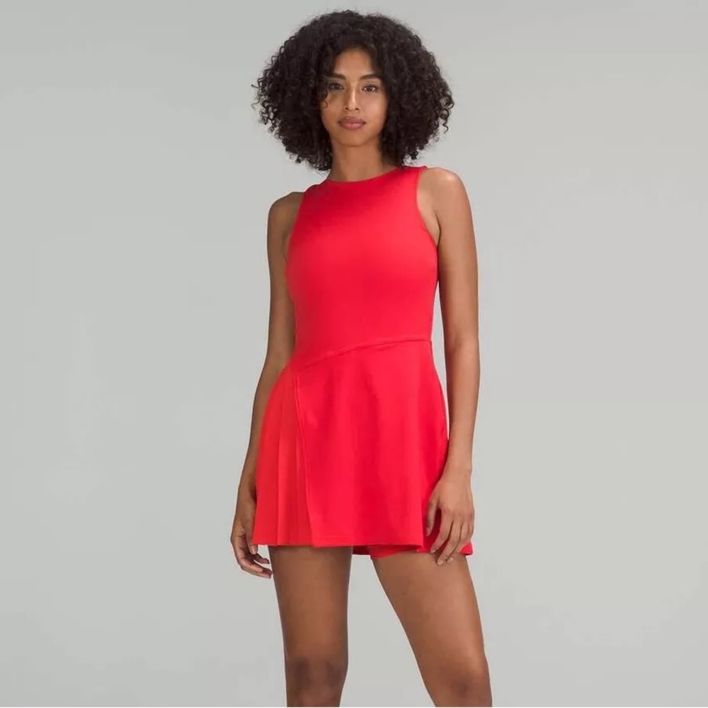 Lululemon Nulux Asymmetrical Tennis Dress in Carnation Red